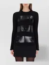 Mm6 Maison Margiela Knitwear With Glossy Panel And Ribbed Texture In Black