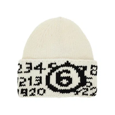 Mm6 Maison Margiela L-blend Beanie Hat With Logo Inlay Kids In Neutral