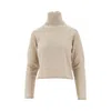 Mm6 Maison Margiela L Turtleneck Sweater With Leather Patches In Neutral