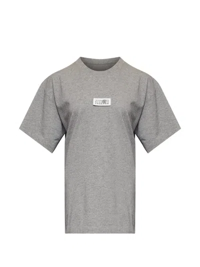 Mm6 Maison Margiela Label Cotton Jersey T-shirt In Gray