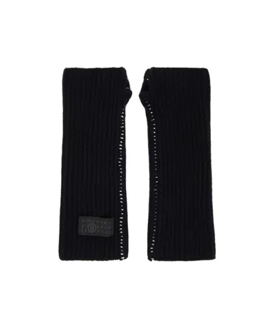 Mm6 Maison Margiela Label Detail Gloves In Black