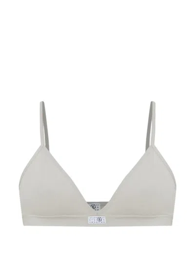 Mm6 Maison Margiela Label Ribbed Bra In Neutral