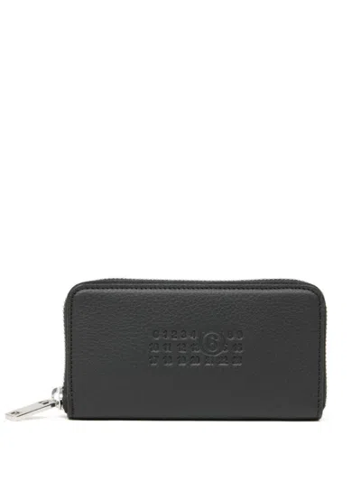 Mm6 Maison Margiela Label Zipper Wallet Accessories In Black