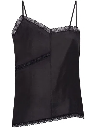 MM6 MAISON MARGIELA LACE-DETAIL SILK TOP