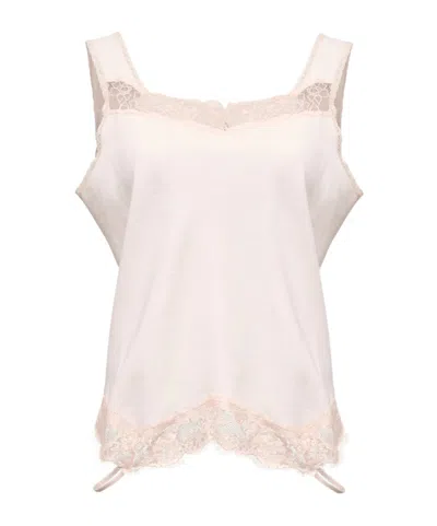 Mm6 Maison Margiela Lace Trim Top In Multi