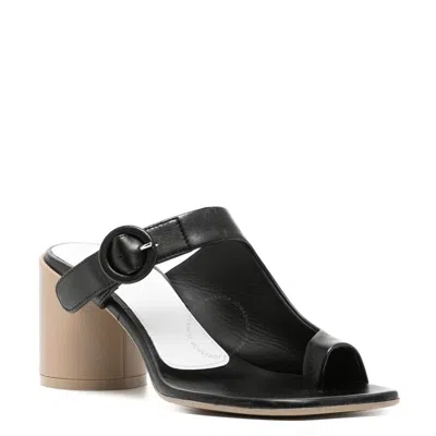 Mm6 Maison Margiela Ladies Black Leather Buckle Sandals