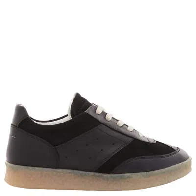 Mm6 Maison Margiela Ladies Black Panelled Low-top Court Sneakers