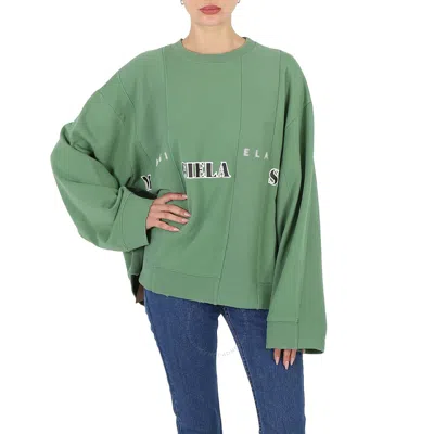 Mm6 Maison Margiela Ladies Clover Band Logo Print Sweatshirt In Green