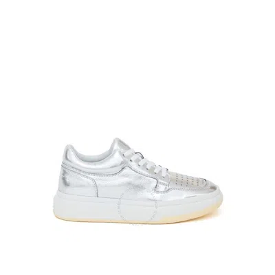 Mm6 Maison Margiela Ladies Silver Low Basketball Sneakers In Silver Tone