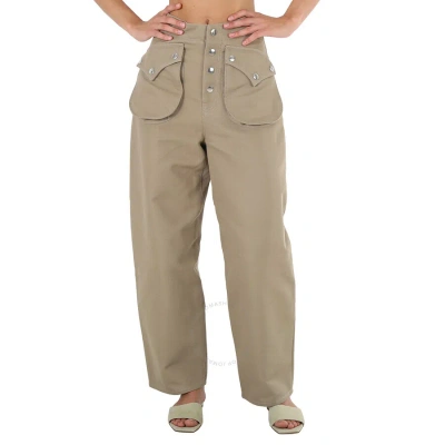 Mm6 Maison Margiela Ladies Western Tapered Wide-leg Woven Trousers In Brown