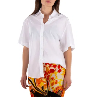 Mm6 Maison Margiela Ladies White Short-sleeve Cotton Shirt