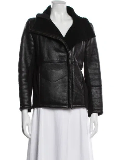 Pre-owned Mm6 Maison Margiela Lamb Fur Bomber Jacket In Black