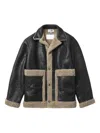 Mm6 Maison Margiela Leather Shearling Reversible Jacket In Multi