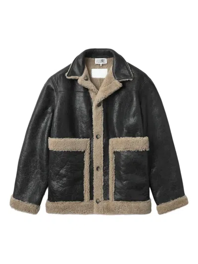 MM6 MAISON MARGIELA LAMBSKIN SHEARLING-PANEL JACKET