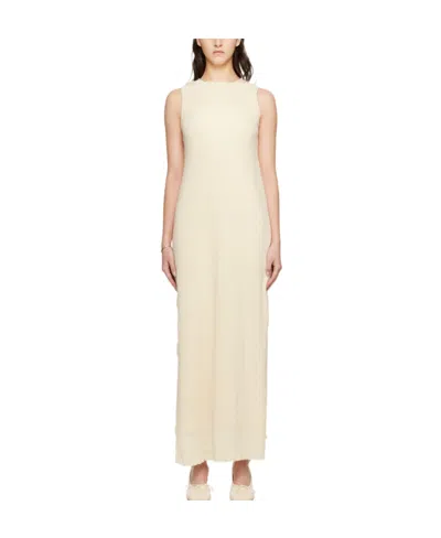 Mm6 Maison Margiela Laminated Dress With Round Neck In Nude