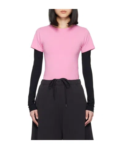 Mm6 Maison Margiela Laminated Long-sleeved T-shirt In Black