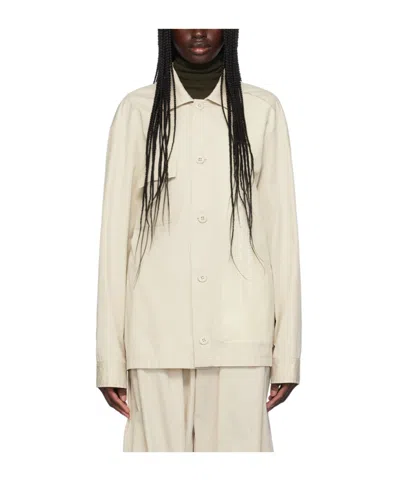 Mm6 Maison Margiela Lapel Long-sleeved Casual Jacket In Nude