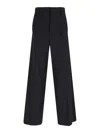 Mm6 Maison Margiela Mm6 By Maison Margiela Wide-leg Black Wool Blend Trousers In Blue