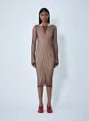 Mm6 Maison Margiela Ribbed Buttoned Cardigan Dress In Brown