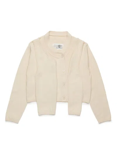 Mm6 Maison Margiela Kids' Layered Cardigan In Neutrals