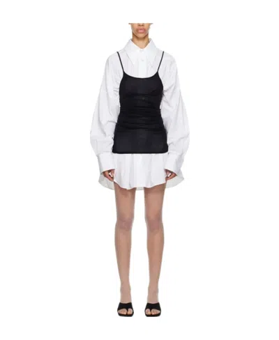 Mm6 Maison Margiela Layered-design Long-sleeve Shirt In White,black