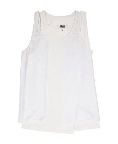 Mm6 Maison Margiela Layered-detail Tank Top In White