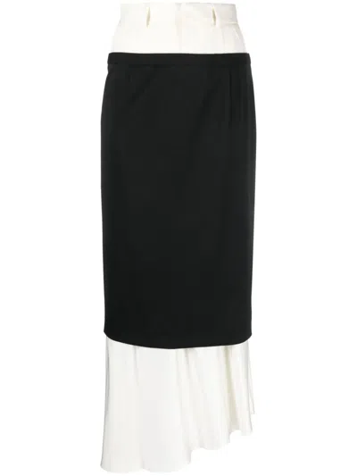 Mm6 Maison Margiela Layered Midi Skirt In Schwarz