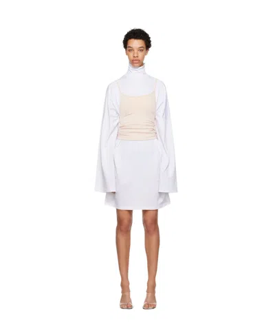 Mm6 Maison Margiela Beige & White Layered Mini Dress In 961 White/ballet