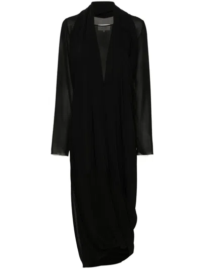 Mm6 Maison Margiela Layered Sheer Maxi Dress In Black