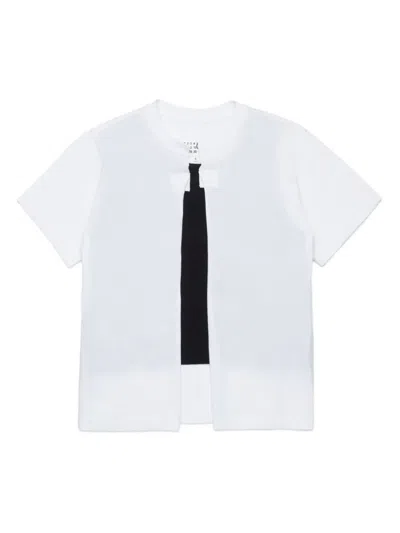 Mm6 Maison Margiela Kids' Layered T-shirt In Weiss