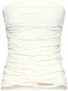 Mm6 Maison Margiela Long Sleeve Layered Draped Cut-out Top In White
