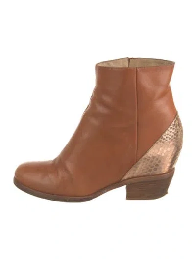 Pre-owned Mm6 Maison Margiela Leather Animal Print Western Boots In Brown