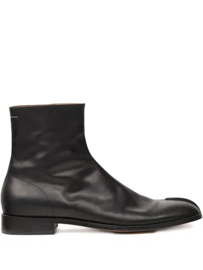Mm6 Maison Margiela Leather Ankle Boots In Black