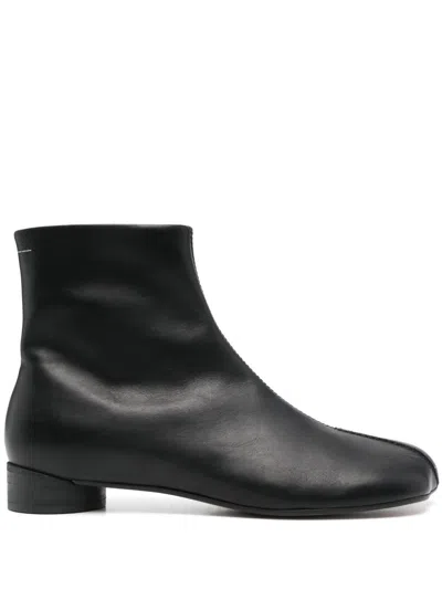 Mm6 Maison Margiela Leather Ankle Boots In Black