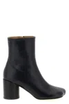 Mm6 Maison Margiela Round Toe Leather Ankle Boots With Seam Detailing In Black