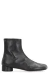 Mm6 Maison Margiela Logo Embroidered Block Heel Ankle Boots In Black