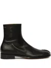 Mm6 Maison Margiela Black Shiny Vegetable Tanned Leather Trunk Boots In Black