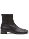 Mm6 Maison Margiela Logo Embroidered Block Heel Ankle Boots In Black