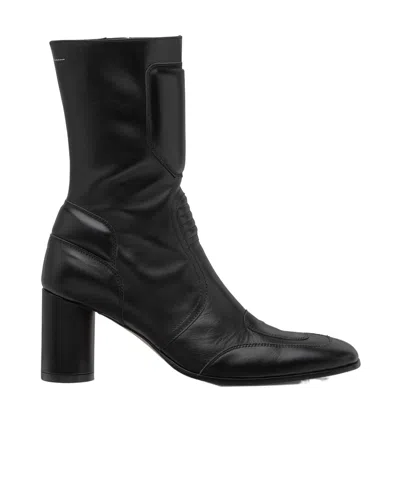 Mm6 Maison Margiela Leather Ankle Boots In Black