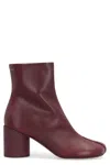 Mm6 Maison Margiela Anatomic Burgundy Leather Ankle Boots In Blue