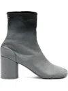 Mm6 Maison Margiela Stylish Block Heel Leather Ankle Boots In Gray