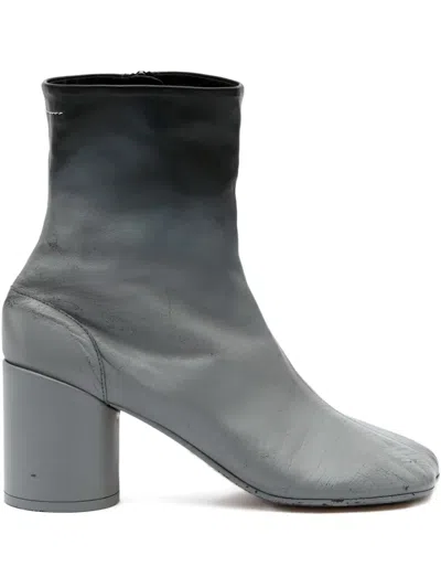 Mm6 Maison Margiela Stylish Block Heel Leather Ankle Boots In Multi