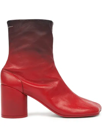 Mm6 Maison Margiela Leather Ankle Boots In Red
