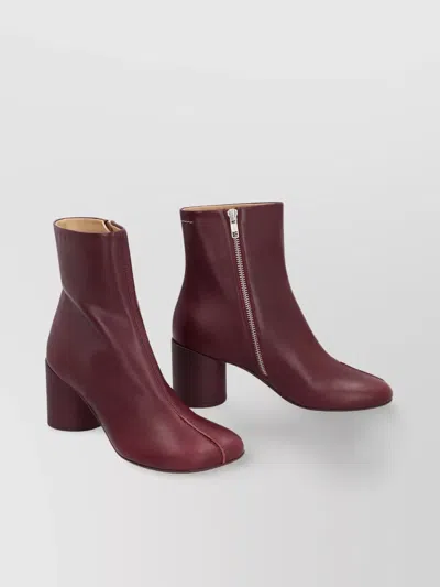 Mm6 Maison Margiela Leather Ankle Boots With Cylindrical Heel