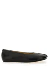 Mm6 Maison Margiela Mm6 By Maison Margiela Square Toe Ballerina Flats With Logo Stitching In Black