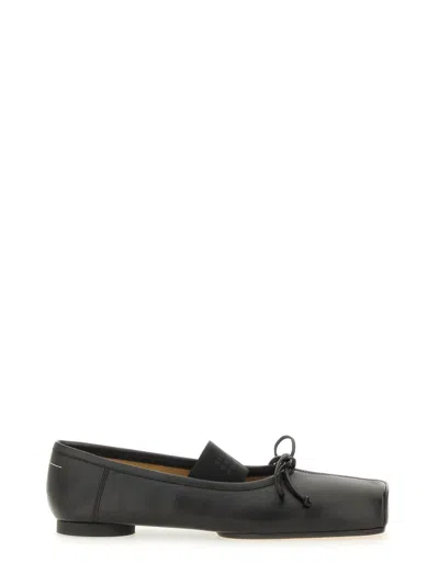 Mm6 Maison Margiela Leather Ballerina In Black