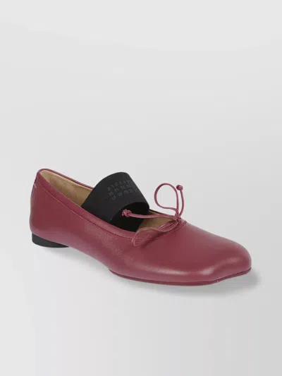 Mm6 Maison Margiela Leather Ballet Bow Detail Flat In Brown