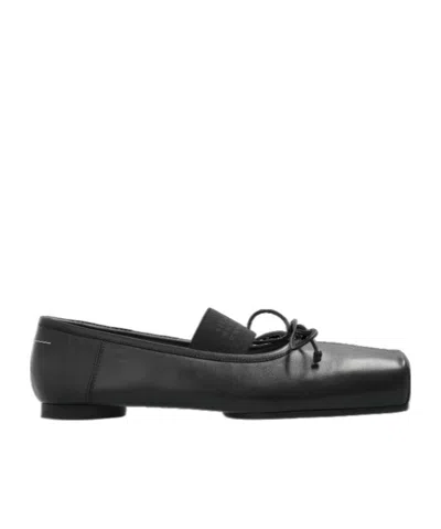 Mm6 Maison Margiela Leather Ballet Flats In Black