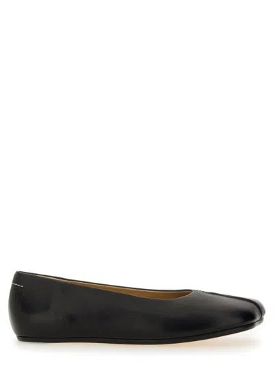 Mm6 Maison Margiela Leather Ballet Flats In Black