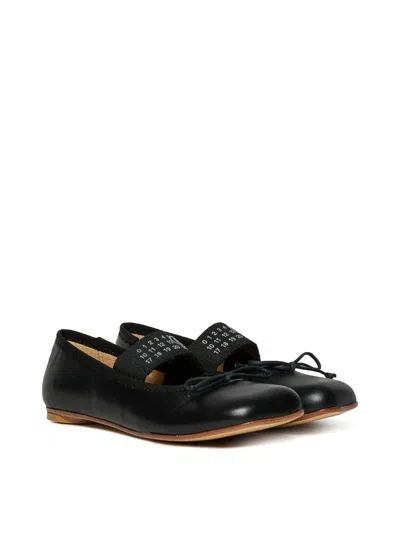 Mm6 Maison Margiela Kids' Leather Ballet Flats In Black